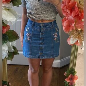 A-Line denim mini skirt